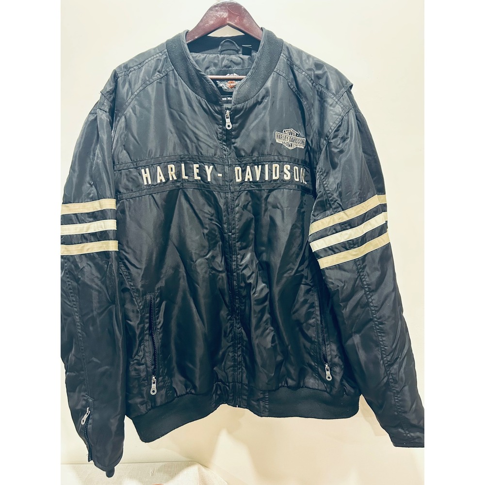 Harley-Davidson Mens Black Nylon Bomber Riding Jacket Genuine MotorClothes 2XL